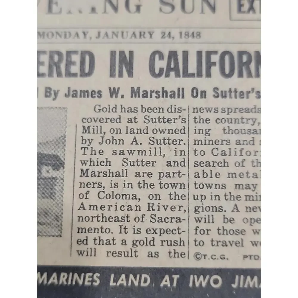 VTG 1954 Topps Scoops #35 Gold Discovered Card Rush Nevada California - Picture 3 of 8